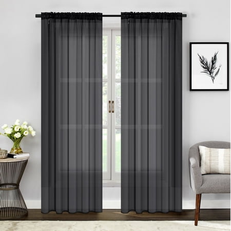 Empire Home Fashion Sheer Elegance Solid Sheer Curtains, 54” x 84” (2 Panels)