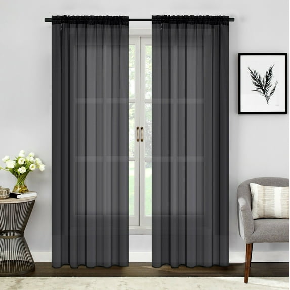 Empire Home Fashion Sheer Elegance Solid Sheer Curtains, 54” x 84” (2 Panels)