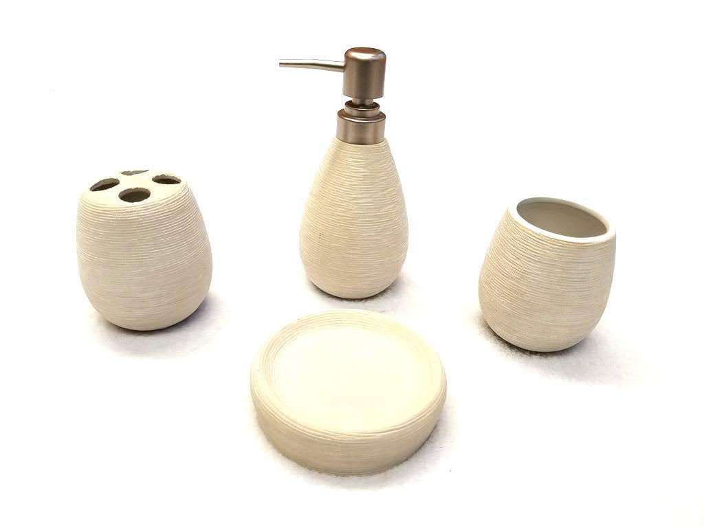 Empire Home Modern Stone 4Piece Bathroom Accessory Ceramic Set