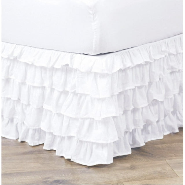 "Empire Home Queen Size Pleated Solid White Ruffled Bed Skirt with 18"" Drop"