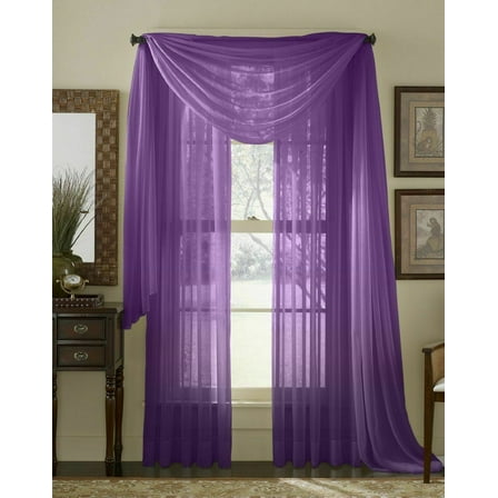 Empire Home Purple 216" Long Sheer Curtain Valance Window New