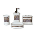 thumbnail image 1 of Empire Home Safari Ceramic Bathroom Accessory Set, 4-Piece, Black and White Animal Print Canisters, 1 of 1