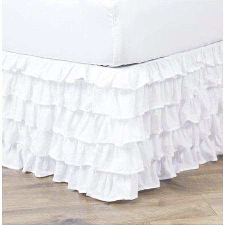 Empire Home Solid 100% Polyester, Ruffled Bed Skirt, White, Twin