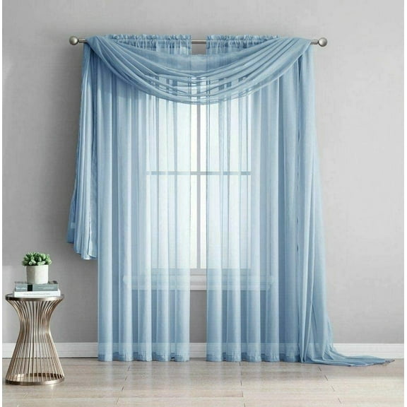 Empire Home Solid Print Sheer Curtains, 54 x 63 in (2 Panels)