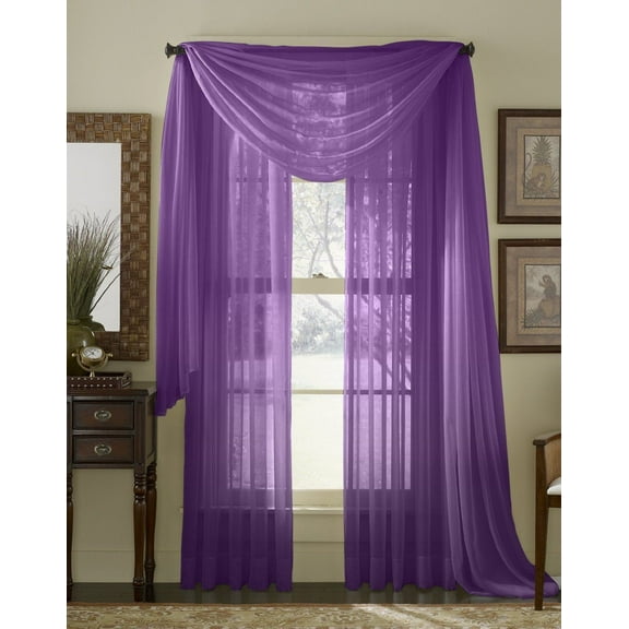 Empire Home Solid Sheer Window/ Wedding 55" Wide X 216" Long Scarf - Purple