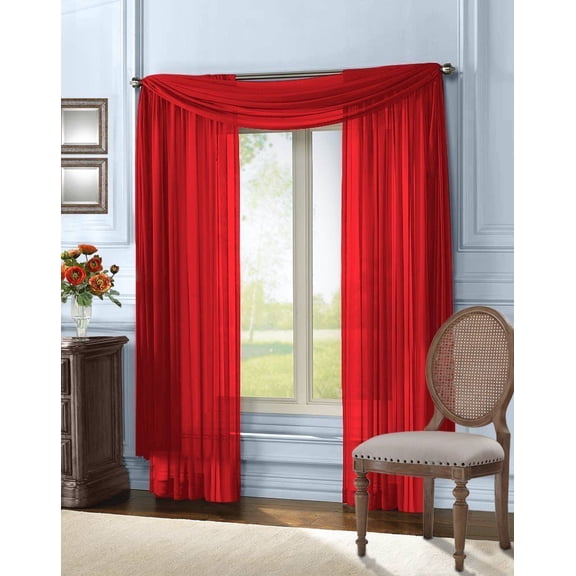 Empire Home Solid Sheer Window/ Wedding 55" Wide X 216" Long Scarf - Red