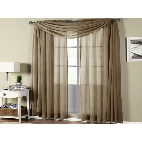 Empire Home Taupe 216" Long Sheer Curtain Valance Window New