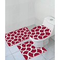 thumbnail image 1 of Empire Home Thick 3 Piece Geometric Wave High Pile Bathroom Set Bath Mat Countour Rug/Toilet Seat Cover - Burgundy, 1 of 1