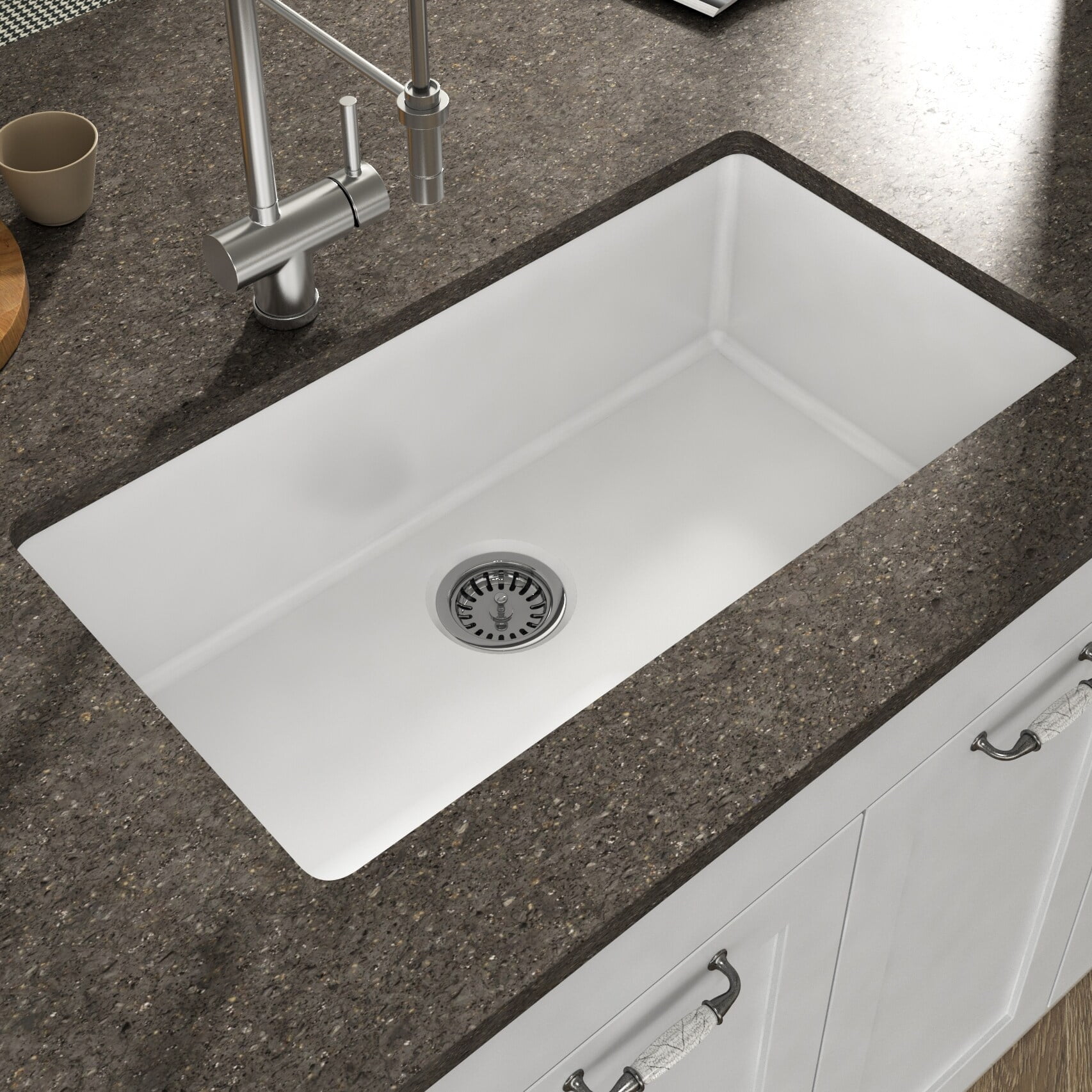 Sinksation 32" White Fireclay Undermount Kitchen Sink