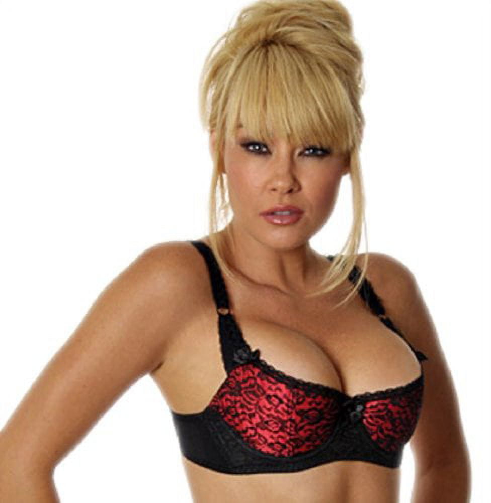 Empire Intimates Satin w Lace Shelf Bra Open Push-up Fits Cups D DD - RED -  38