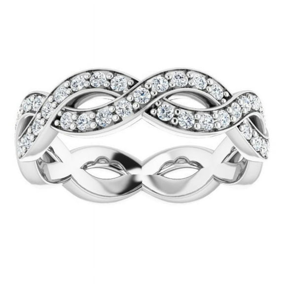 Empire Jewel 0.8 Ct VVS1/D Round Cut Simulated Lab Diamond Ring - 14K White Gold Plated Anniversary Band - Infinity Twist Criss Cross Engagement Ring for Women