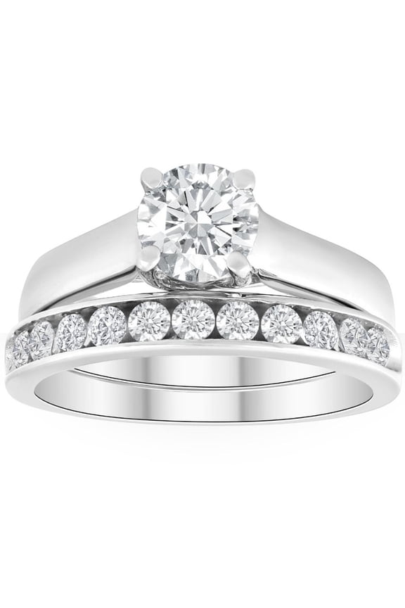 1.2 Ct Round Cut Lab Created Diamond Rings - 14K White Gold Over Anniversary Rings for Her - Simple Engagement Wedding Rings for Women's - Forever Diamond Rings - Promise Gifts for Her
