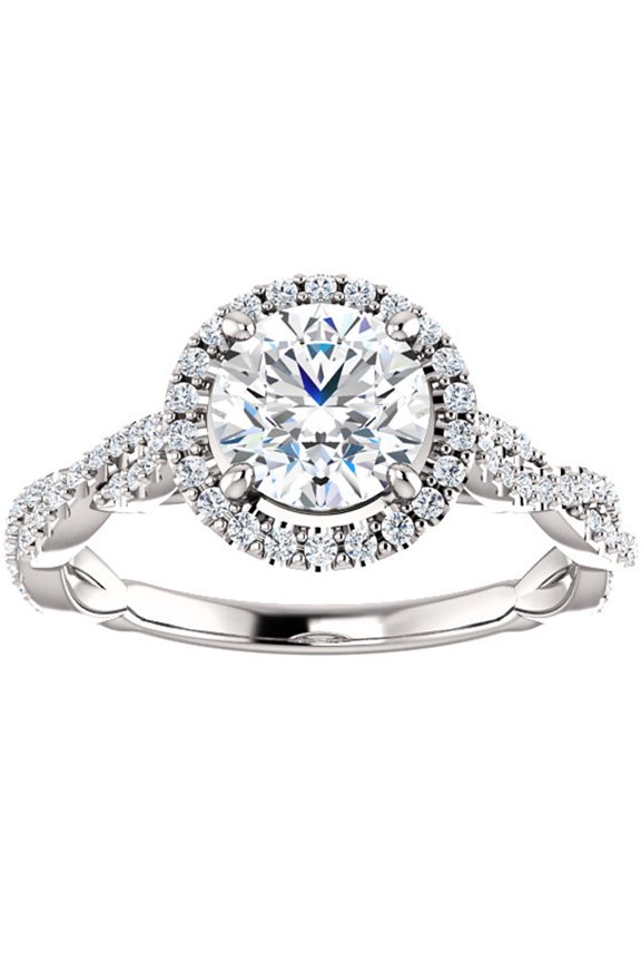 1.4 Ct Round Cut Diamond Rings for Her - 14K White Gold Over Rings Gifts for Her - Infinity Twisted Cross Over Shank Engagement Rings for Women's - Daughter Wedding Anniversary Gifts