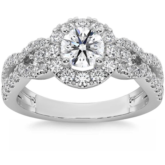 Empire Jewel 1.5 Ct Round Cut White Diamond Rings for Her - Birth Stone Engagement Wedding Rings for Women's - Simple Halo Proposal Rings for Girlfriend - Delicate Special Occasion Rings for Her