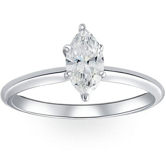 Empire Jewel 1.6 Ct Marquise Cut Diamond Rings for Her - 14K White Gold Over Rings - Engagement Wedding Simple Solitaire for Women's - Beautiful Handmade Rings On Clearance - Promise Gifts for Her