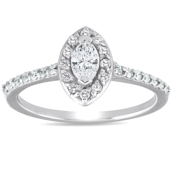 Empire Jewel 1.6 Ct Marquise Cut White Diamond Engagement Ring - 14k White Gold Over Diamond Ring - Wedding Anniversary Ring for Women's - Happy Anniversary Gifts for Mother - Bridesmaids Rings
