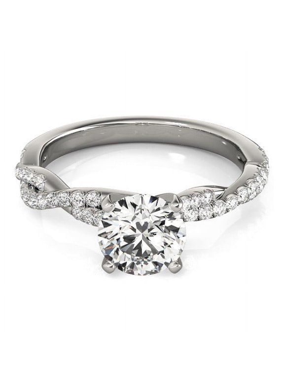 1.7 Ct Brilliant Round Cut Solitaire with Accent Lab-Created Simulated Diamond Infinity Shank Engagement Band 14K White Gold Plated