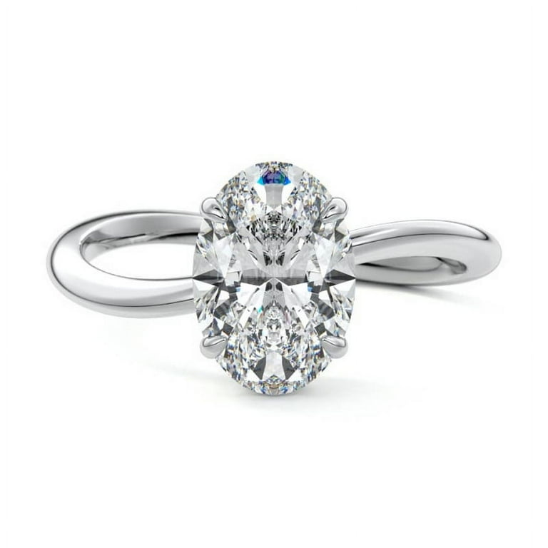 Empire Jewel Ct Oval Cut Lab Created Diamond Ring 14K White