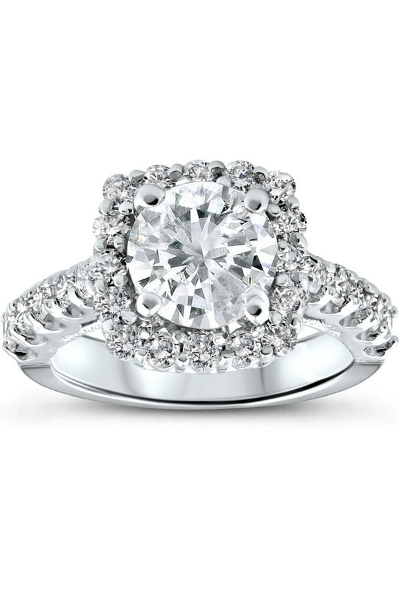 1.9 Ct Round Excellent Cut Diamond Ring - Simple Diamond Rings for Women's - Silver 14K White Gold Over Rings - Forever Diamond Ring for Women's - Anniversary Gifts Clearance Rings