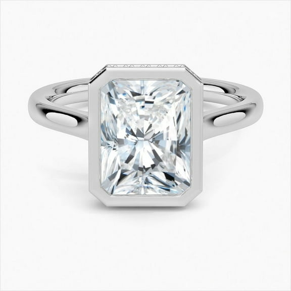 Empire Jewel 1.90 Ct Radiant Cut Lab Simulated Diamond Ring - 14K White Gold Plated Wedding Band - Women's Forever Jewelry Gift