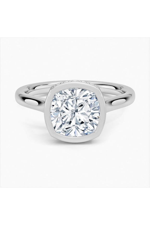 1.95 Ct Cushion Cut Lab Simulated Diamond Ring - Prong Set Solitaire Engagement Band - Hidden Halo Gift Jewelry for Her