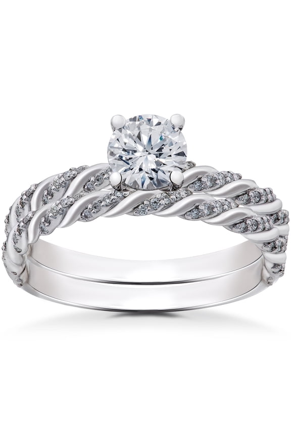 1 Ct Round Cut Lab Created Simulated Diamond Engagement Ring - 14K White Gold Over - Classic Solitaire Design - Ideal Wedding Ring for Women's - Gorgeous Anniversary Gift for Women's
