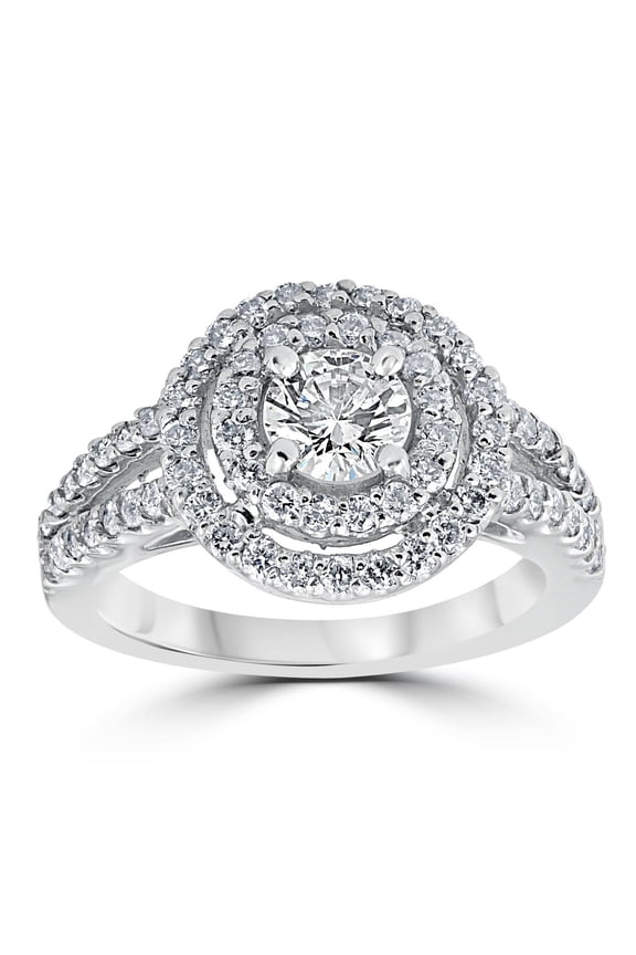 14K White Gold Over Birthday Gift Rings - Round Cut 1.2 Ct VVS1/D Diamond Solitaire Rings - New Year Gifts for Her - Split Shank Ring For Her - Diamond Jewellery Gifts - Delicate Rings