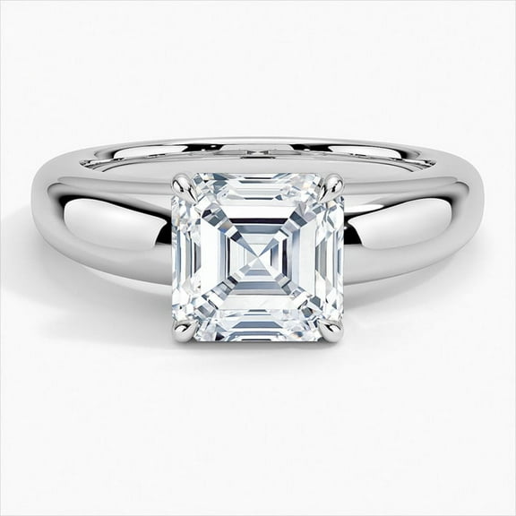 Empire Jewel 14K White Gold Plated Diamond Ring - Asscher Cut Excellent 1.9 Ct Engagement Ring for Her - Solitaire Bands - Solo Stone Diamond Rings for Women's Collection