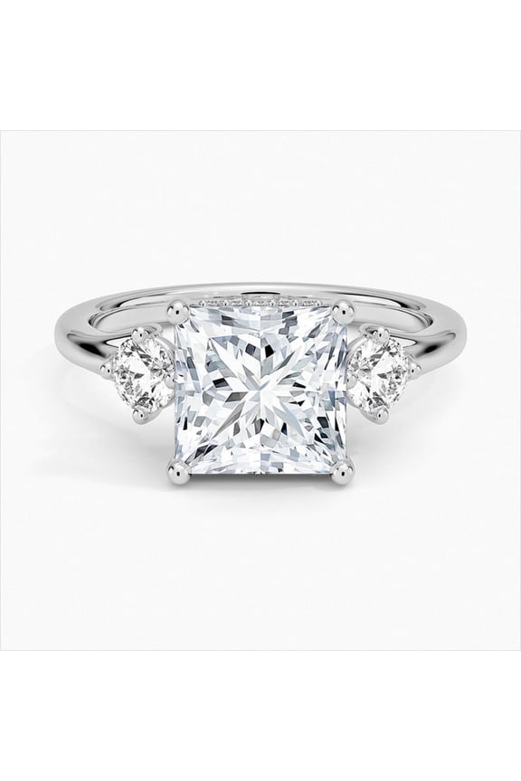14K White Gold Plated Rings for Her - 1.9 Ct Princess Cut Diamond Wedding Jewelry - Forever Diamond Rings - Stackable Engagement Bands - Elegant Everyday Jewelry