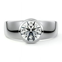 Empire Jewel 14K White Gold Plated Rings - 2.3 Ct Round Cut Diamond Ring - Bezel Set Wedding Engagement Ring for Women - Silver Forever Gift Occasion Jewelry