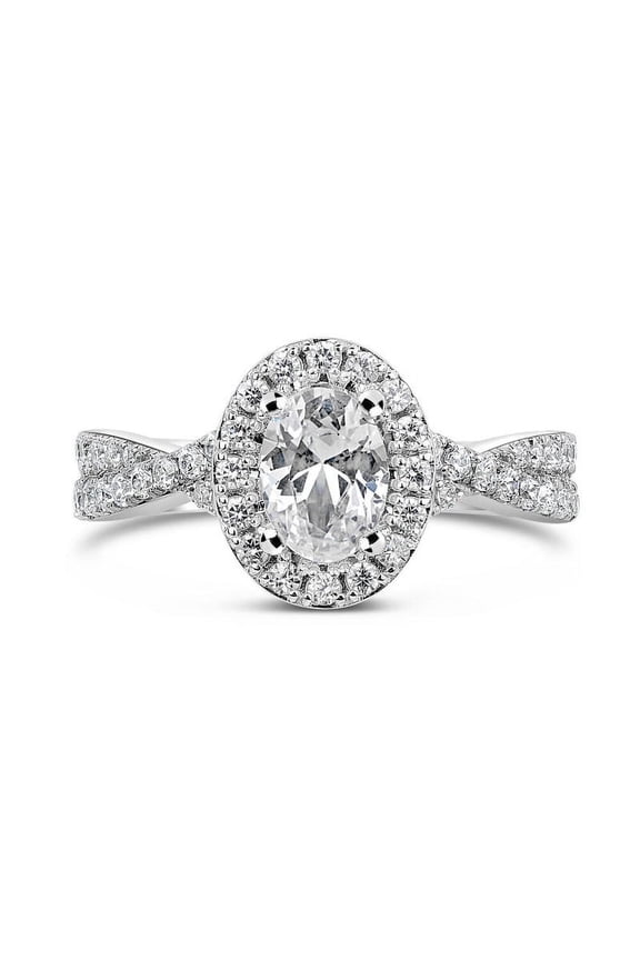14K White Gold Plated Rings - 2 Ct Round Cut Simulated Diamond Rings - Double Shank Anniversary Rings for Women - Multi Diamond Wedding Bridal Rings for Her - Christmas Gifts for Her
