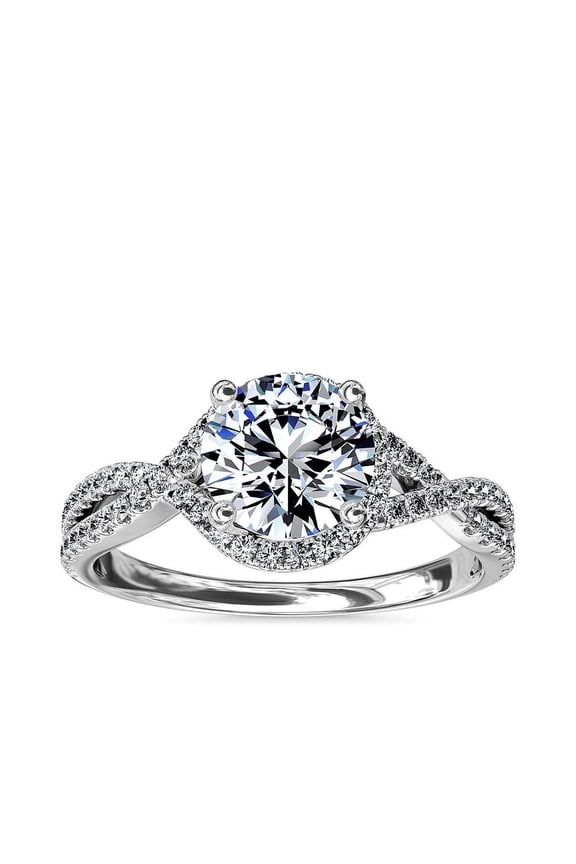 14K White Gold Plated Solitaire Rings - 2 Ct Round Brilliant Cut Diamond Rings - Engagement Rising Split Shank Rings - Gorgeous Anniversary Gift for Women - Wedding Bridesmaid Gifts