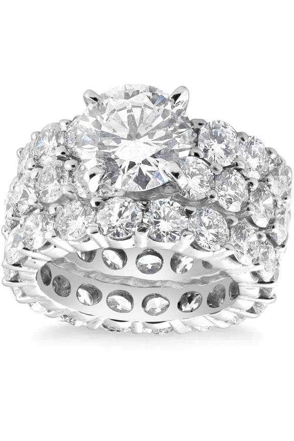 14K White Gold Over Ring Clearance - 1.7 Ct VVS1/D Round Cut Lab Created Simulated Diamond Rings - 9th Year Anniversary Gifts for Her - Jewellery Diamond Ring Wedding Sets On Clearance