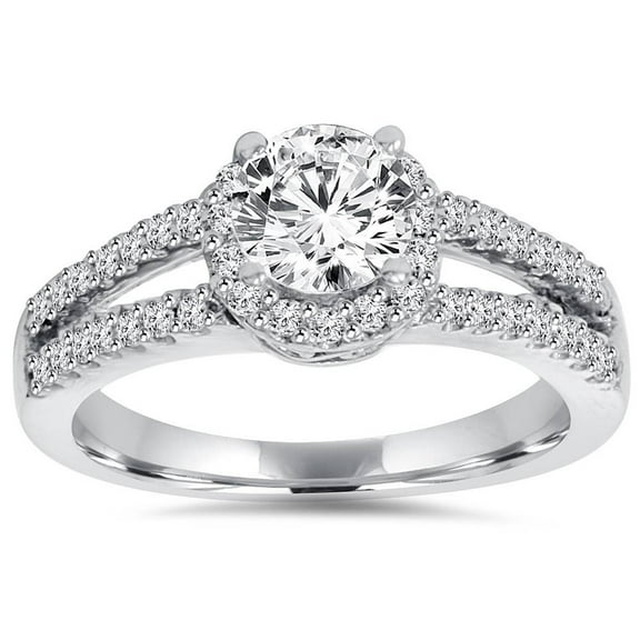 Empire Jewel 14K White Gold Over Rings - 1.3 Ct Round Cut Diamond Ring - Engagement Wedding Ring for Women's - Promise Gifts for Her - Wedding Proposal Rings for Girlfriend - Bridal Diamond Jewellery