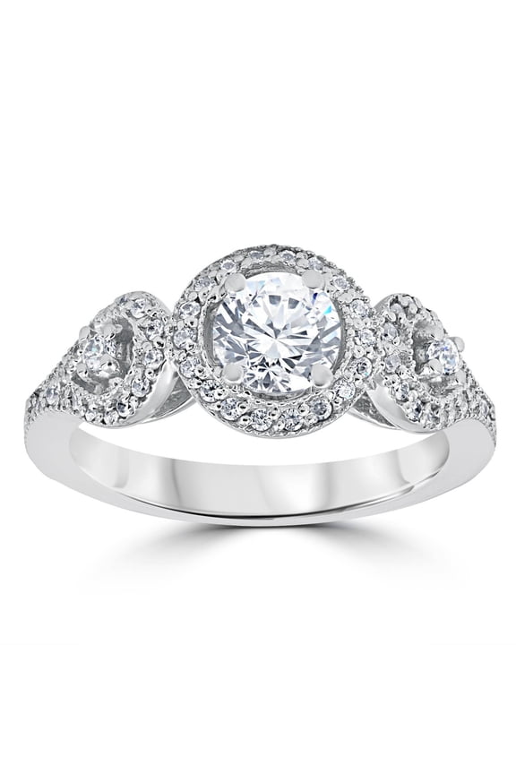 14K White Gold Over Rings For Her - Round Cut 1.4 Ct VVS1/D Lab Created Simulated Diamond Rings - Multi Diamond Rings for Women's - Wedding Anniversary Proposal Rings for Girlfriend