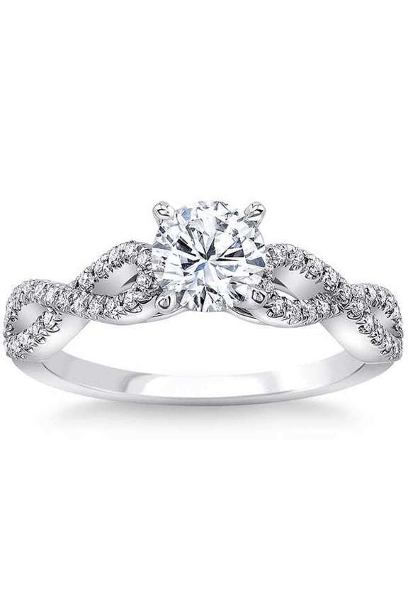 14K White Gold Over Solitaire Wedding Anniversary Ring - Round Brilliant Cut 1.3 Ct Lab Created Diamond Engagement Ring for Women's - Diamond Ring for Women's - Infinity Twisted Rings