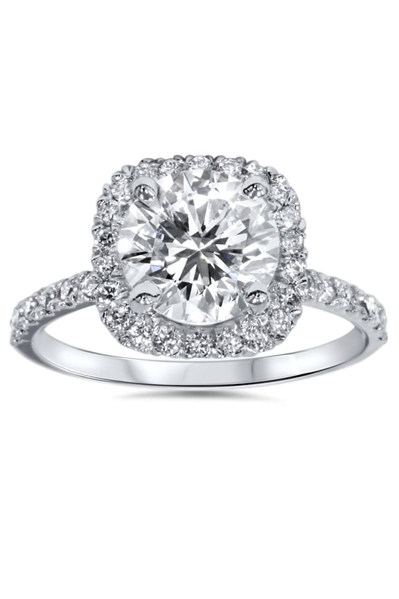 14K White Gold Over Solitaire Wedding Anniversary Ring - Round Brilliant Cut 1.8 Ct Lab Created Diamond Engagement Ring for Women's - 30th Wedding Anniversary Gifts - Graduation Gifts