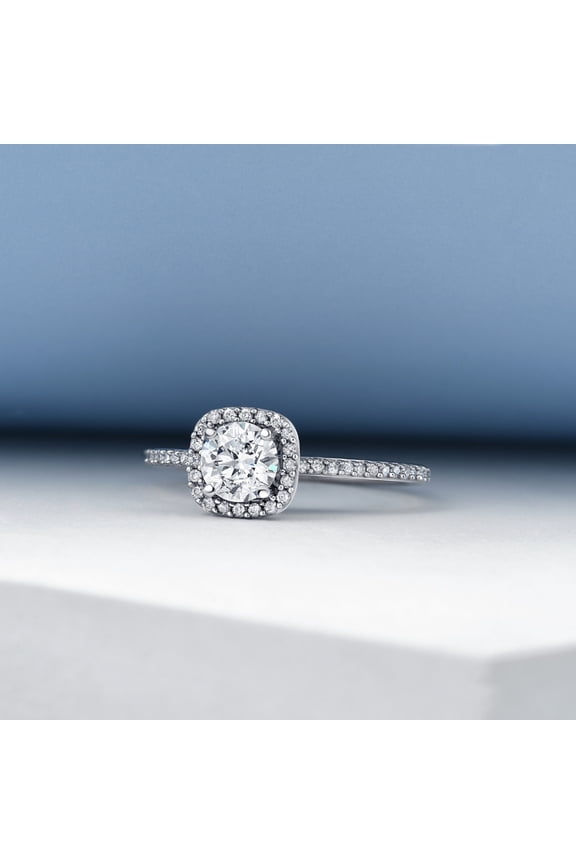 14K White Gold Over Solitaire Wedding Anniversary Ring - Round Brilliant Cut 1 Ct Lab Created Diamond Engagement Ring for Women's - Proposal Delicate Rings - Daily Wear Diamond Rings