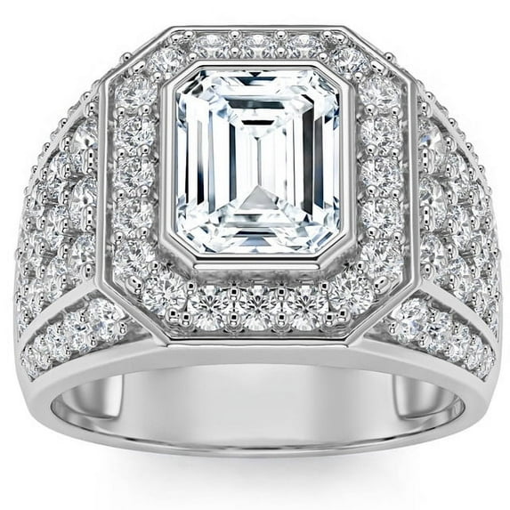 Empire Jewel 14K White Gold Over Vintage Diamond Ring - 1.5 Ct Emerald Cut Lab-Created Simulated Diamond - Stunning Engagement Ring for Women's - Unique Gift Idea for Anniversaries Special Events