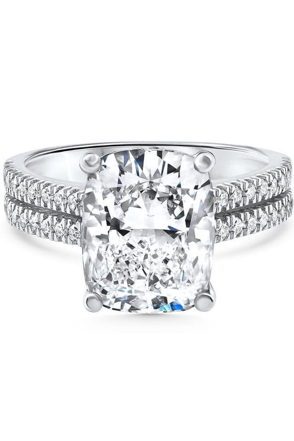 14K White Gold Over Wedding Anniversary Ring - 2.2 Ct Cushion Cut White Diamond Ring for Women's - 30th Wedding Anniversary Gifts - Luxurious Multi-Stone Engagement Ring for Women's