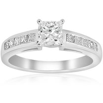 Empire Jewel 14K White Gold Plated Diamond Wedding Anniversary Ring - 1.2 Ct Princess Cut Lab Created Diamond Wedding Rings for Women's - Bezel Set Wedding Anniversary Engagement Rings for Women's