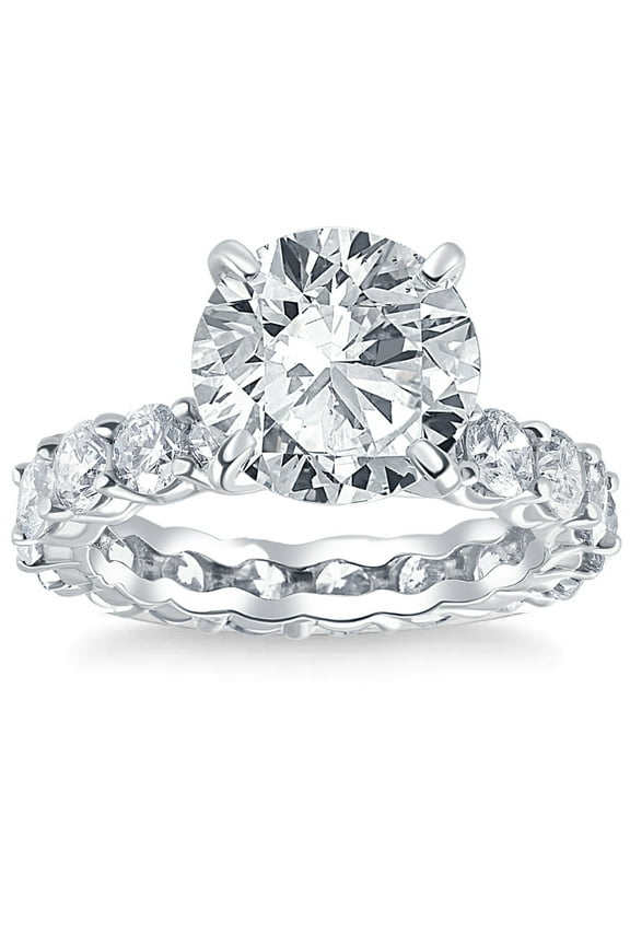 White Gold Over 14K Silver Diamond Rings - Round Cut 2 Ct VVS1/D Diamond Solitaire Rings - Simple Handmade Wedding Engagement Rings For Women's - Forever Diamond Rings for Women's