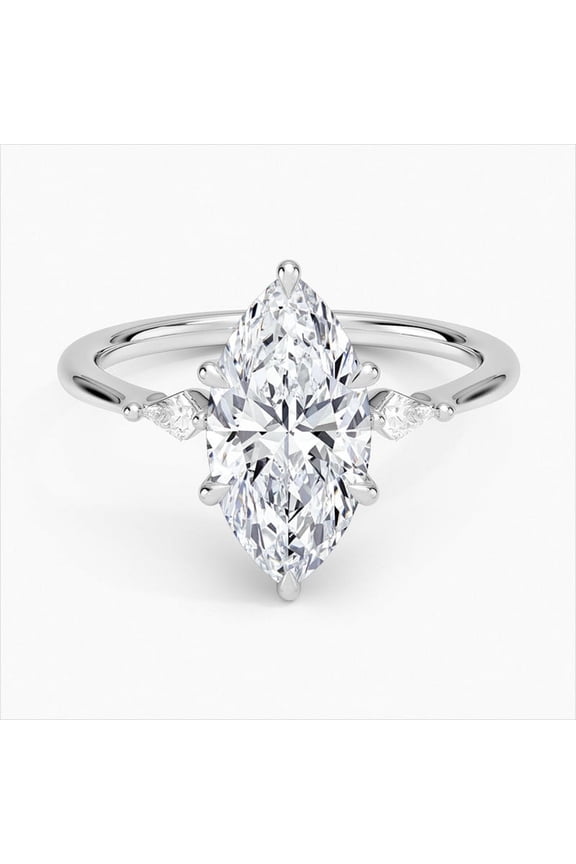 2.2 Ct Marquise Cut Diamond Rings - 14K White Gold Plated Jewelry - Elegant Occasion Rings for Women - Bridal Stacking Bands - Holiday Diamond Gifts for Her