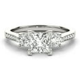Filigree Rings Gold Plated Empire Jewel 2.24 Ct Princess Cut 3-Stone Lab-Created Simulated Diamond ...