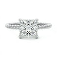 thumbnail image 1 of Empire Jewel 2 Ct Princess Cut Excellent Lab Created Simulated Diamond Ring - Silver 14K White Gold Plated Ring - Rope Shank Valentine Proposal Ring - Wedding Jewelry, 1 of 3