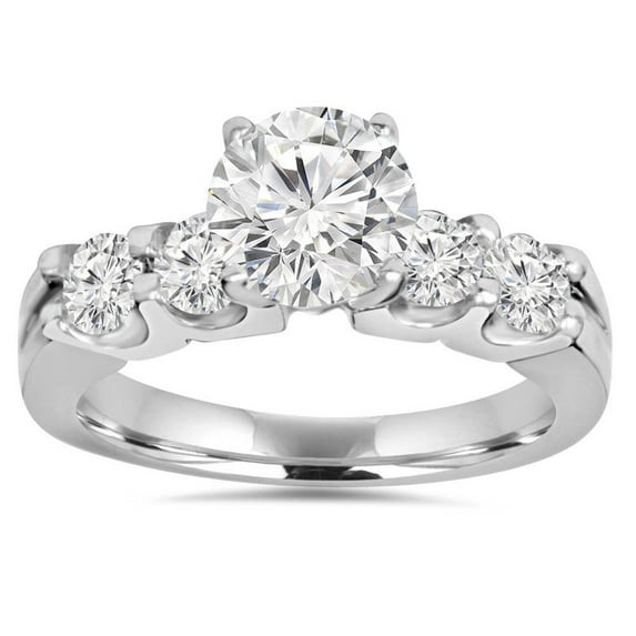Empire Jewel Brilliant 1.4 Ct Round Cut Lab Created Diamond Engagement Ring - Stamped 14k White Gold Over Wedding Women's Ring - Anniversary Gifts Clearance Rings - 25th Anniversary Gifts for Her