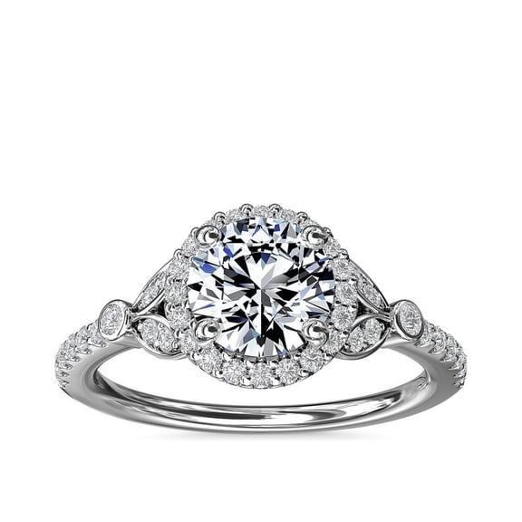 Empire Jewel Brilliant 1.9 Ct Round Cut Diamond Ring - 14K White Gold Plated Ring - Solitaire Engagement Wedding Women's Ring - Luxurious Multi-Stone Engagement Ring - Engagement Wedding Halo Ring