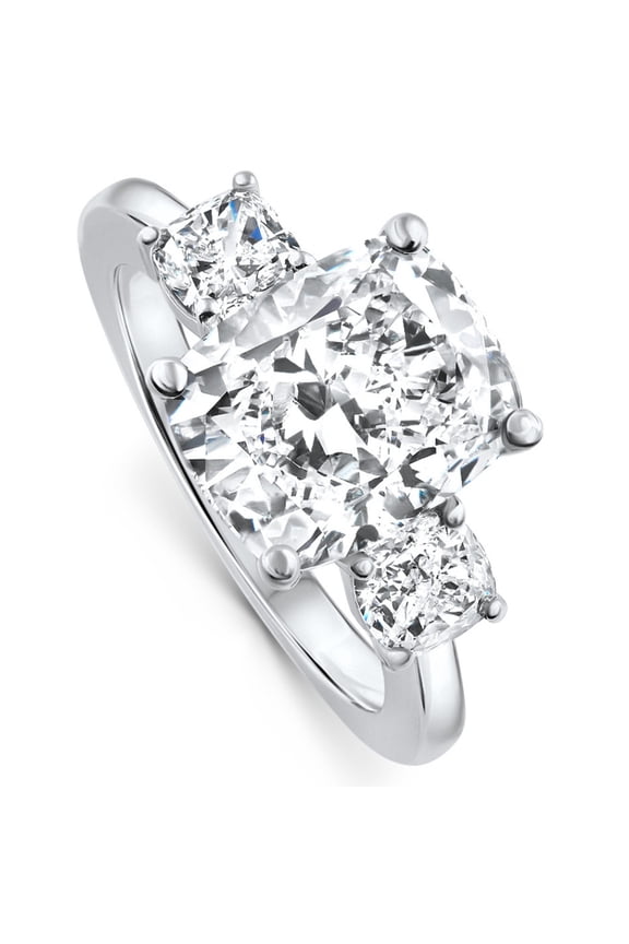 Classic 2 Ct Cushion Cut Diamond Engagement Ring - Lab Created Simulated Stone in 14K White Gold Over Ring - Prong Set for Maximum Sparkle - 9th Year Anniversary Gifts for Women's