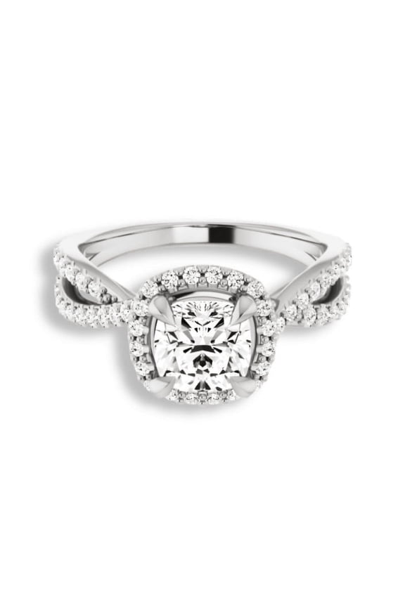 Cushion Cut 1.8 Ct Diamond Ring for Women - 14K White Gold Plated Wedding Band - Infinity Engagement Ring - 60th Gift for Wife