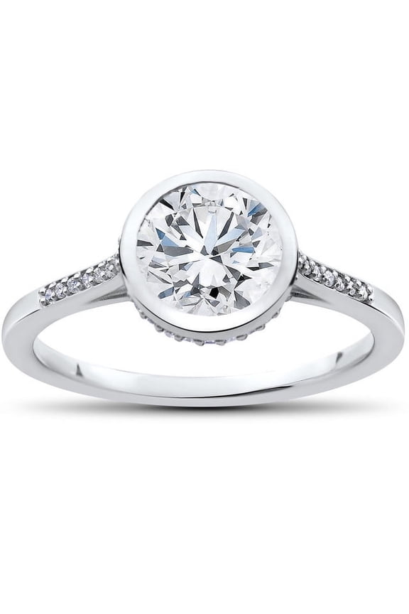 Elegant 2 Ct Round Cut Diamond Engagement Ring - Lab Created Simulated Diamond in 14K White Gold Over - Perfect for Proposals & Special Occasions - Women's Classic Simple Ring for Her